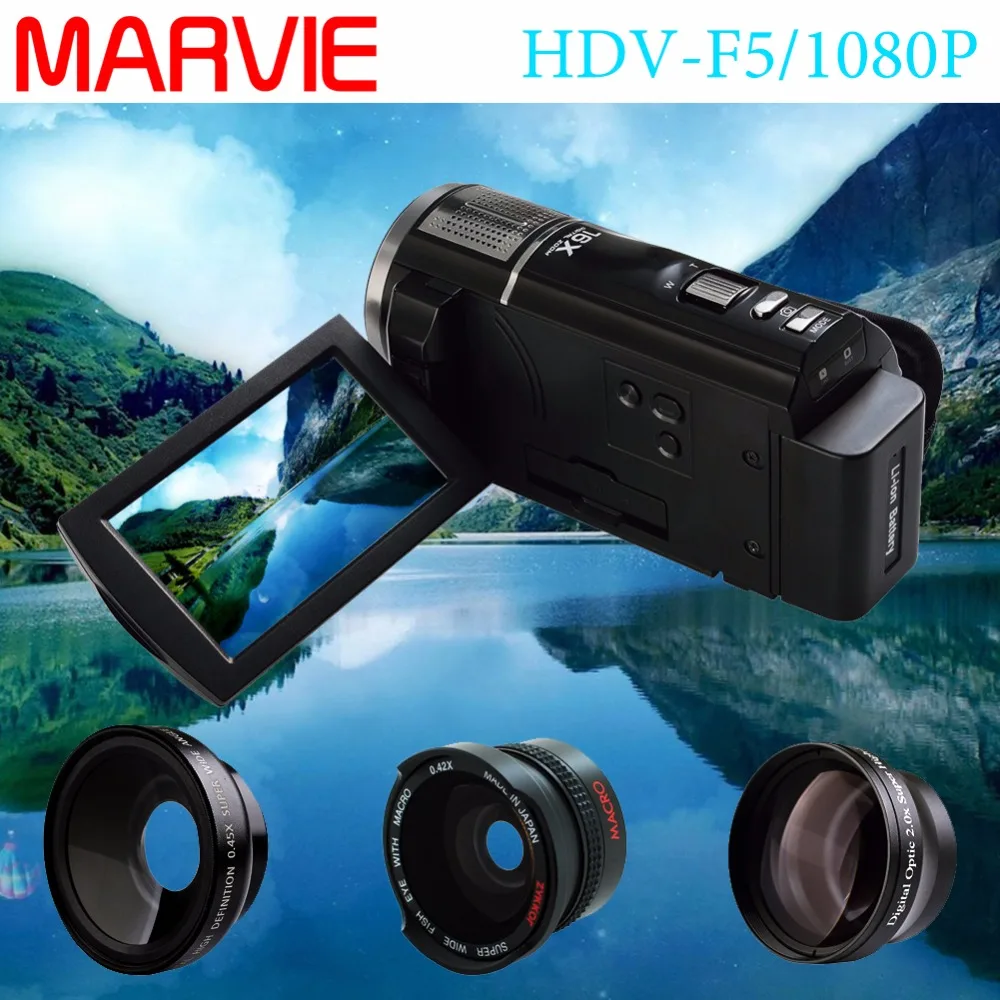Marvie 1080P30fps filmadora Camcorder 24MP 16X Anti shake Portable