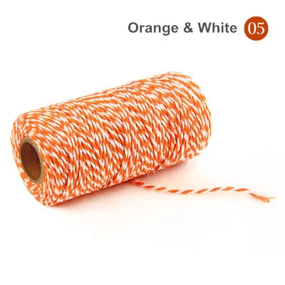 1 рулон 100 метров 2Ply Хлопок Bakers шпагат, веревка шнур веревка деревенская страна Ремесло 31 цвета подарок Свадебные упаковочные аксессуары - Цвет: Orange White