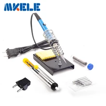 50 Вт ЕС электрический Регулируемый температурный Сварочный припой паяльник сварочный инструмент с всасывающим оловом 5 шт. железные наконечники+ Оловянная проволока