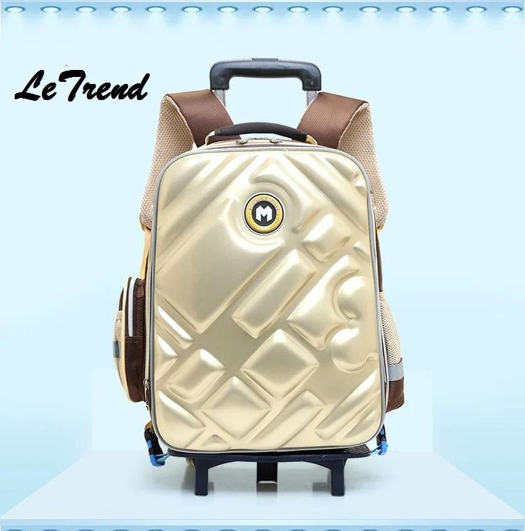 Letrend, милый рюкзак на колесиках с изображением совы, детский рюкзак с рисунком, чемодан на колесиках, 18 дюймов, рюкзак для студентов - Цвет: golden