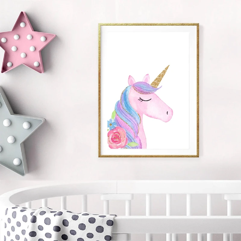 Unicorn canvas painting Girls room decor