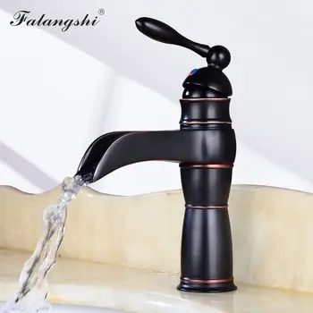 

Basin Sink Faucets Black Bronze Bathroom Vessel Sink Mixer Taps Cold And Hot Water Deck Mounted Bathroom Waterfall Crane WB1034