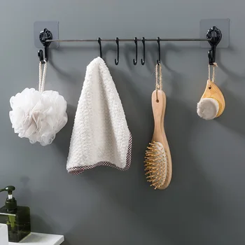 

Adhesive 5 Towel Hooks Bathroom Swan Kitchen Rail Storage Rack Wall Mounted Utensil Hanging Rack Stainless Steel Hook Hanger