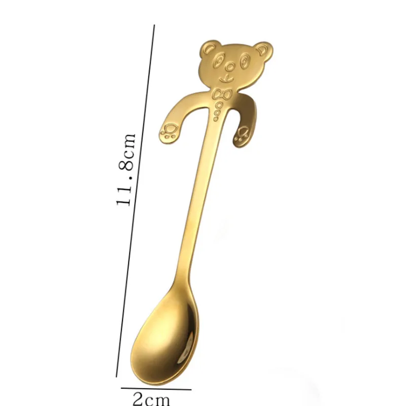 Кофе Чай ложка с длинной ручкой Творческий ложка с медведем для питья Еда Класс прибор из нержавеющей стали милый дом детская посуда с