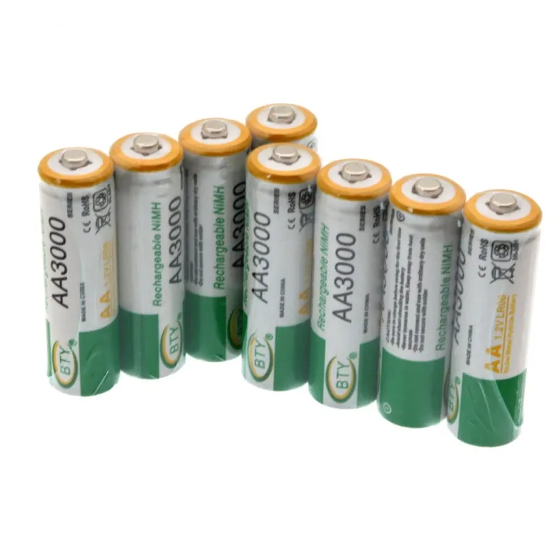 4~ 20 шт Новые AA заряжаемые аккумуляторы 1,2 V AA 3000mAh Ni-MH 2A Baterias для камеры+ зарядное устройство - Цвет: 8 PCS Battery