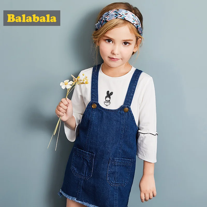 

Balabala girls Denim Jeans dress clothing for children toddler kids clothing fashion Long Sleeve Christmas Dress for Girls