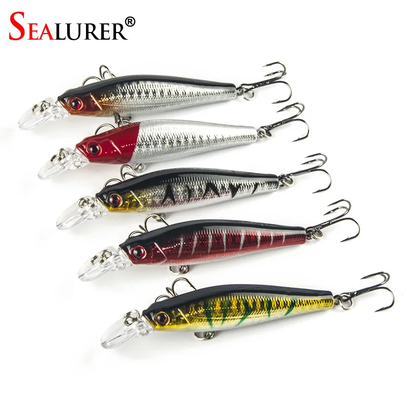  SEALURER Fishing Lures 5pcs/lot 3D Eyes Minnow Fishing Lure 8.5cm 8g Fishing Bait Fly Fishing Artificial Minnow Lifelike Bait 