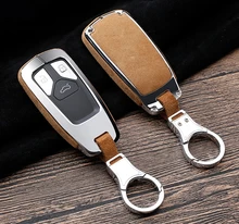 High Quality Car Sued Leather Key Ring Case Holder Cover For Audi A4 Allroad B9 Q5 Q7 TT TTS 4M 8S 2016 2017 2018 Accessories