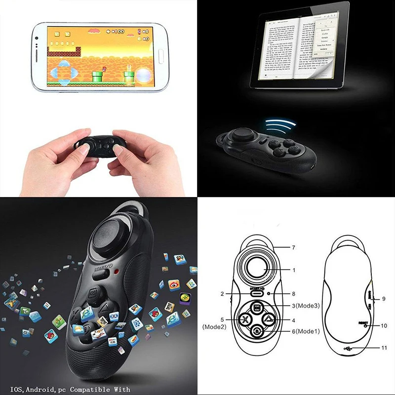 Мини беспроводной Bluetooth USB игровой коврик пульт дистанционного управления для Xiaomi Iphone 8 IOS Android VR PC Phone TV Box для планшета джойстик для игр
