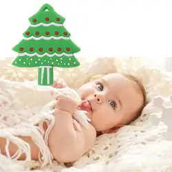 Детские еда класс силиконовые Рождественская елка форма Прорезыватели для зубов 9*7 см Детские зубные кольца для детей жевательные игрушки