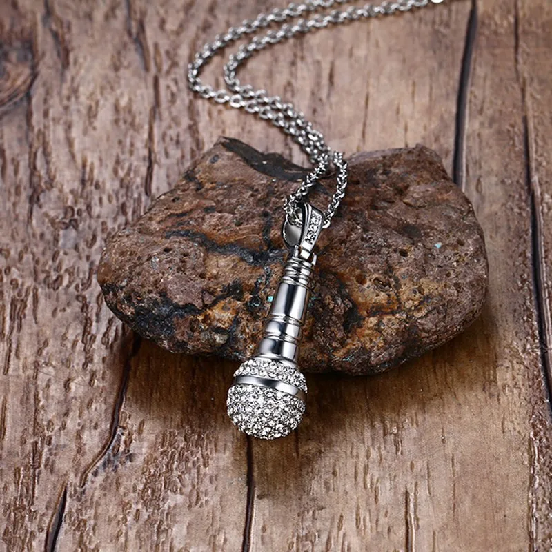 Vnox-Rock-Punk-Microphone-Necklace-Pendant-Men-Women-Stainless-Steel-Gold-color-CZ-Stone-Hip-Hop