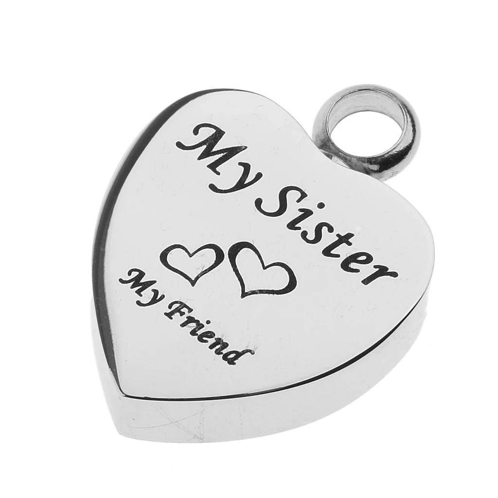 Stainless Steel Cremation My Friend Heart Urn Pendant Keepsake Memorial Charms Jewelry Fit Pendant