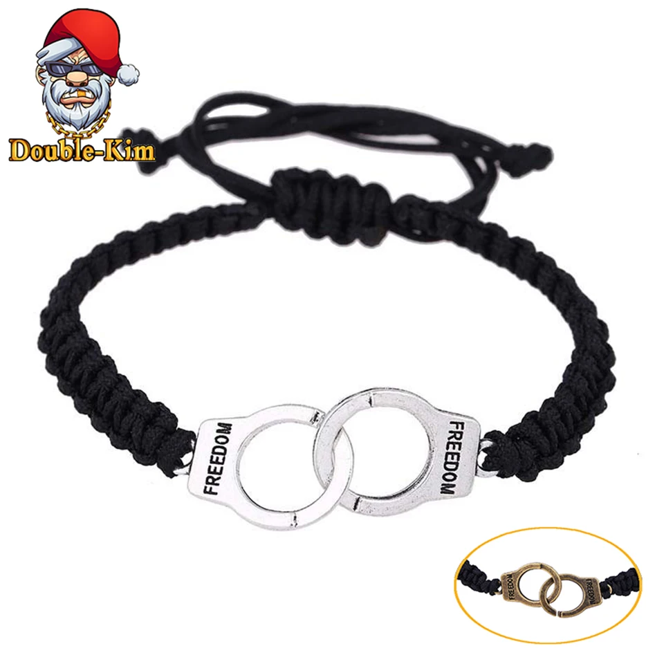 

Handcuffs Bracelet Hiphop Rock Street Culture Black Adjustable Rope Bracelets Man Bracelet Fashion Trendy Men Jewelry Gift