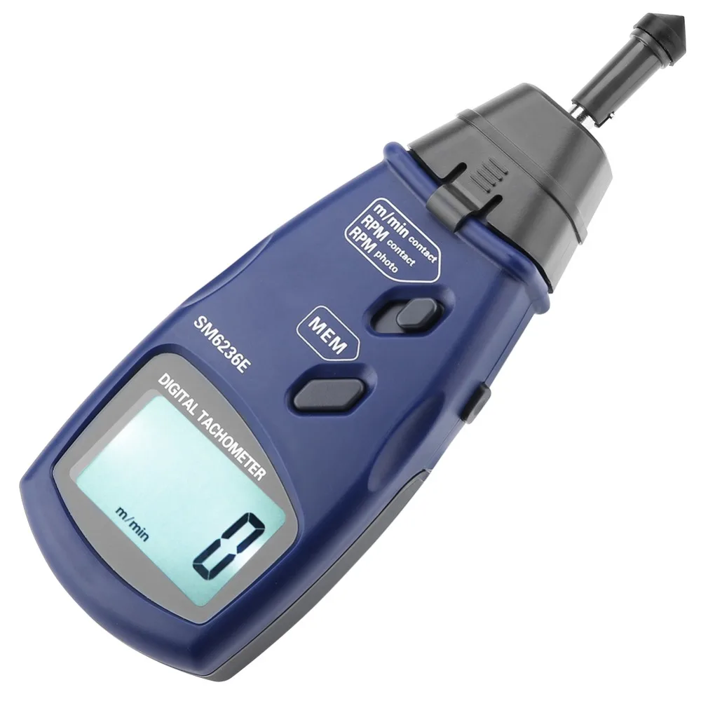 1 комплект SM6236E лазерный/контактный Тахометр 5 цифр 18 мм цифровой ЖК-дисплей Tach измеритель вращения тестер