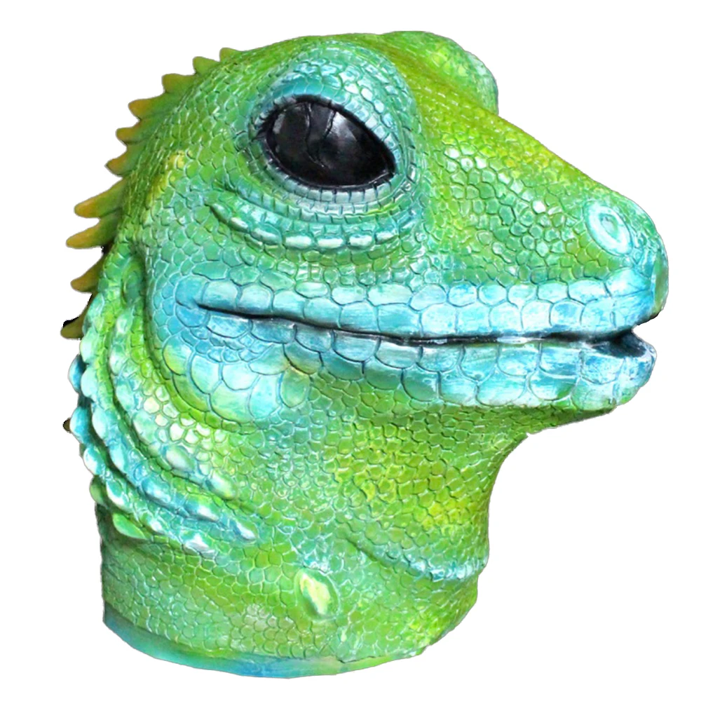 

Latex Jungle Animal Full Head Masks Lizard Cosplay Masks Halloween Costume Disguise for Adults Green