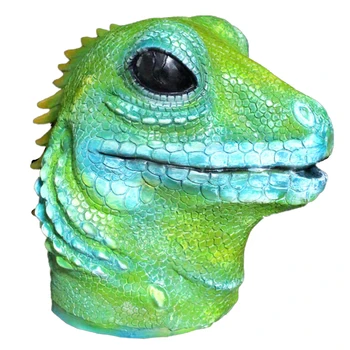 

Latex Jungle Animal Full Head Masks Lizard Cosplay Masks Halloween Costume Disguise for Adults Green