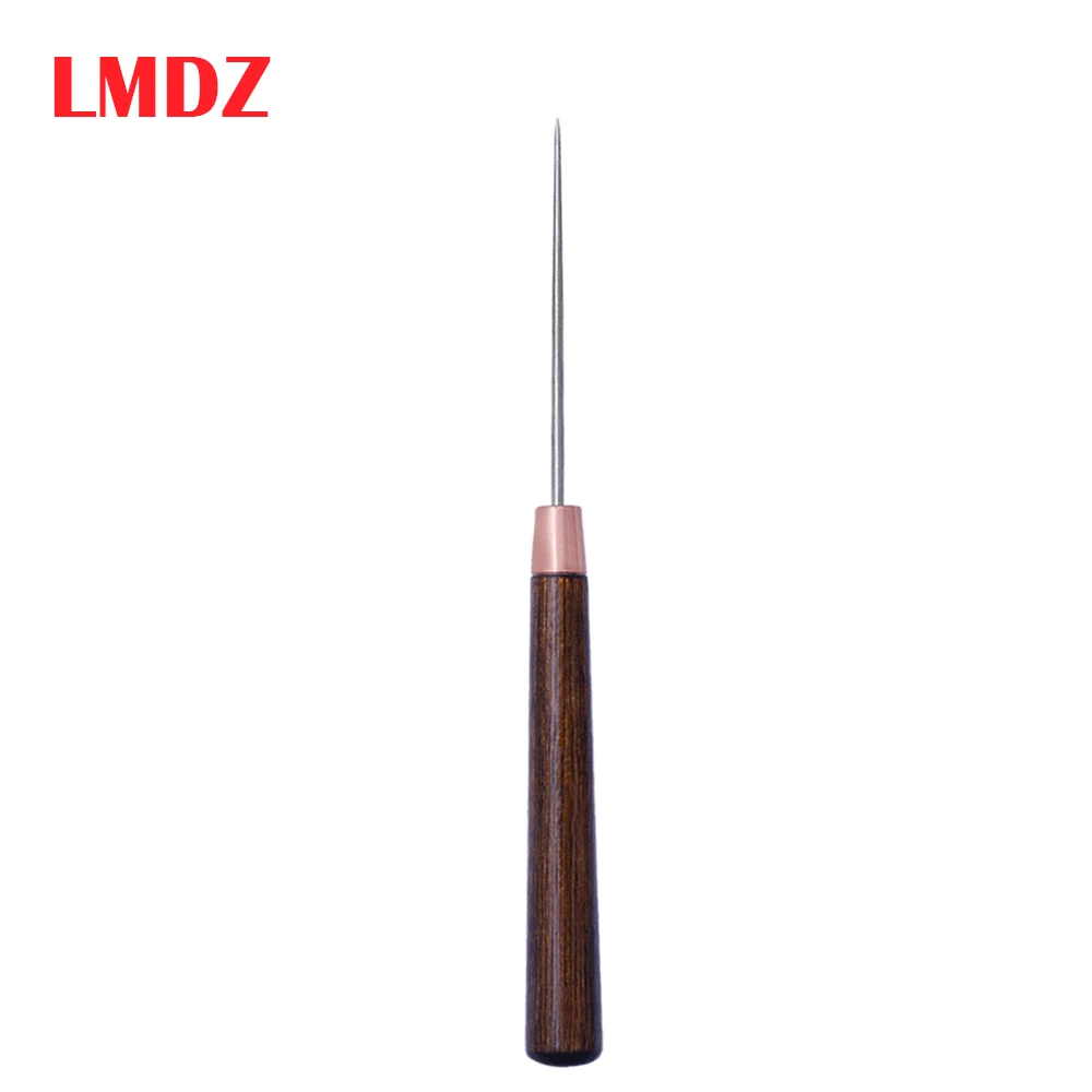 LMDZ Wood Handle Drillable Awl Round Solid Tool for Leather Craft Awl Hand Stitching Taper Leathercraft Needle Tool Kit Sewing