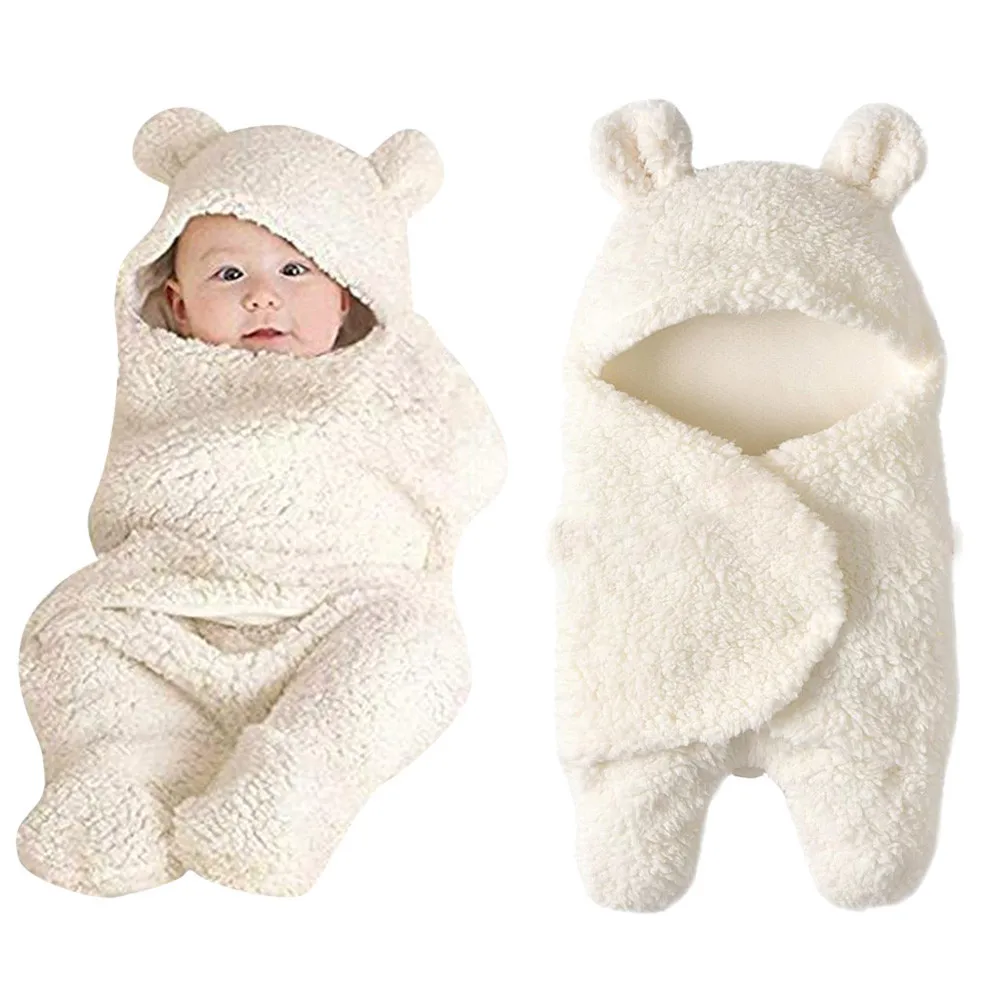 

Newborn Baby Cute Cotton Receiving White Sleeping Blanket Boy Girl Wrap Swaddle7.036gg