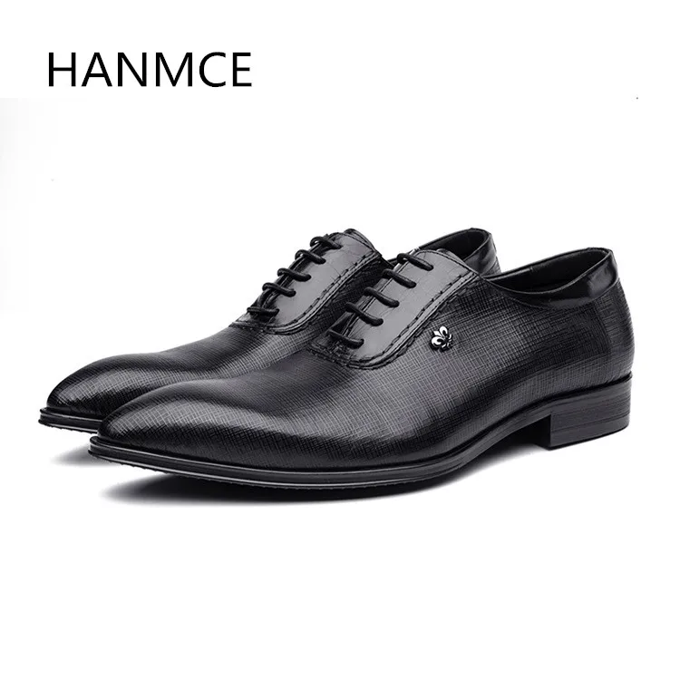 New mens genuine leather business dress shoes men pointed toe lace