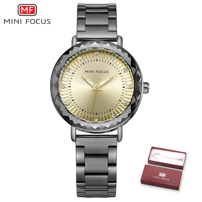 Мини фокус бренд модные повседневные женские часы водонепроницаемые роскошные женские часы розовое золото женские наручные часы Relogio Feminino - Цвет: Черный
