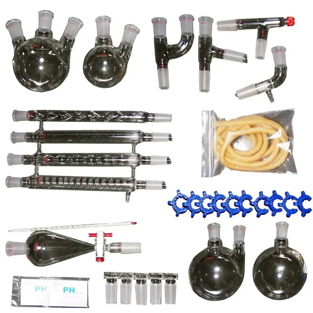32 шт. Новая лаборатория Дистилляция эфирного масла аппарат посуда w/Грэм конденсатор