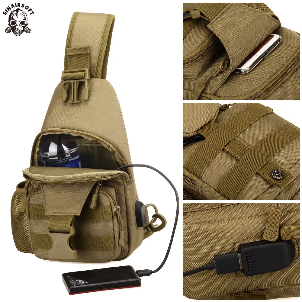  Outdoor Sports Bag Shoulder Travel Hiking Trekking Bag Cycling Climbing Backpack USB Charge Anti Th