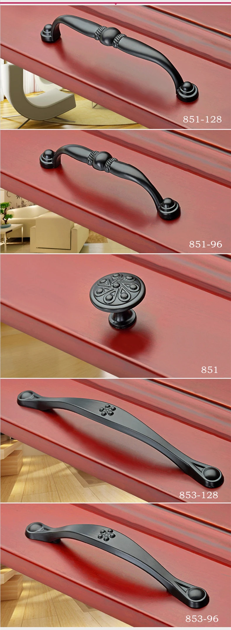 KAK в американском стиле черные ручки из цинкового сплава ручки для ящика шкафа нажимные дверные ручки для шкафа мебельные ручки