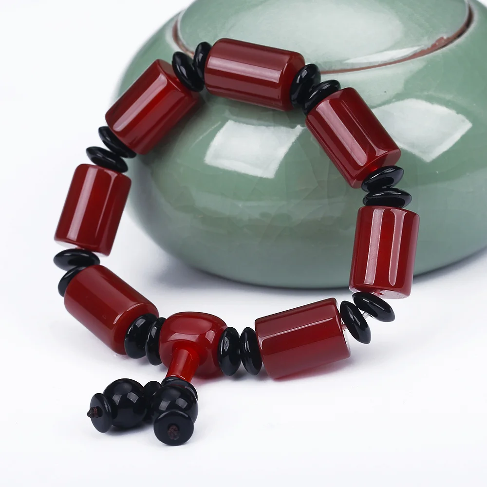 5A Red Agate Jade Classic Men Bangle Agate Bracelet Geometric