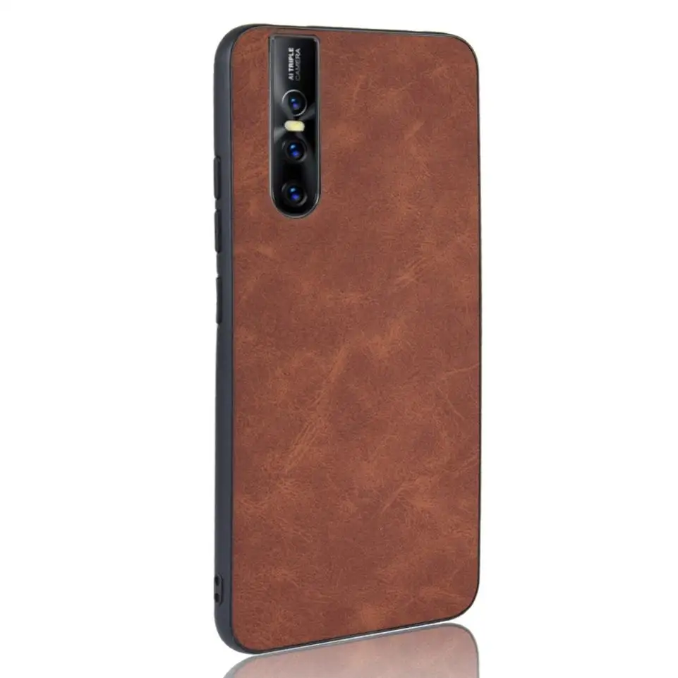 For vivo V15 Pro Case Fashion Splice Double Color Hybrid PC TPU PU Leather Phone Case Slim Back Cover Soft Edge Hard Shell