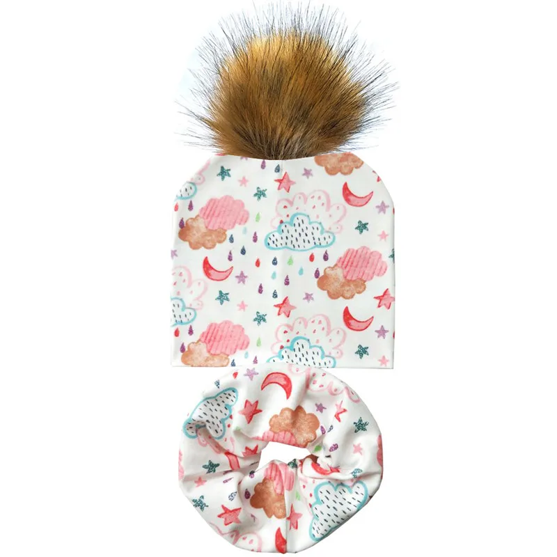 Новая весенне-Осенняя шапка с помпонами, хлопковая детская шапка для девочек и мальчиков, набор из шапки и шарфа, детская шапка, вязаные крючком детские шапочки