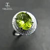 Tbj-Anillo de Plata de Ley 925 con gema de Peridoto, anillo de 100% con gema de peridoto Natural de corte cóncavo de ov8 x 10, 3CT, joyería de piedra de color con caja de regalo ► Foto 3/6