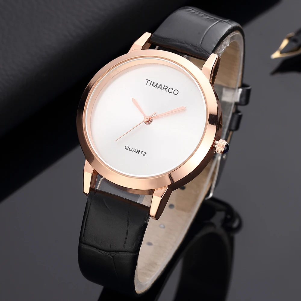 Новые модные женские часы простой дизайн циферблат из розового золота кожаный ремешок аналог кварцевые часы Saats reloj mujer