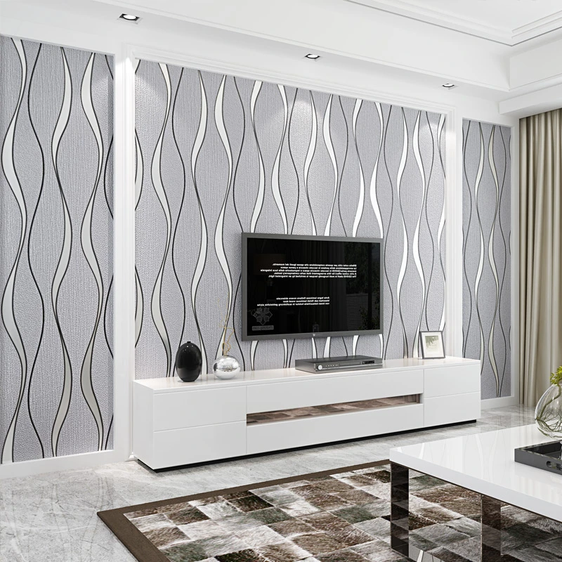 代引不可 モダンでシンプルな3dステレオストライプウェーブ壁紙リビングルームtvソファベッドルーム家の装飾壁用不織布 Light Gray 超美品 Arnabmobility Com