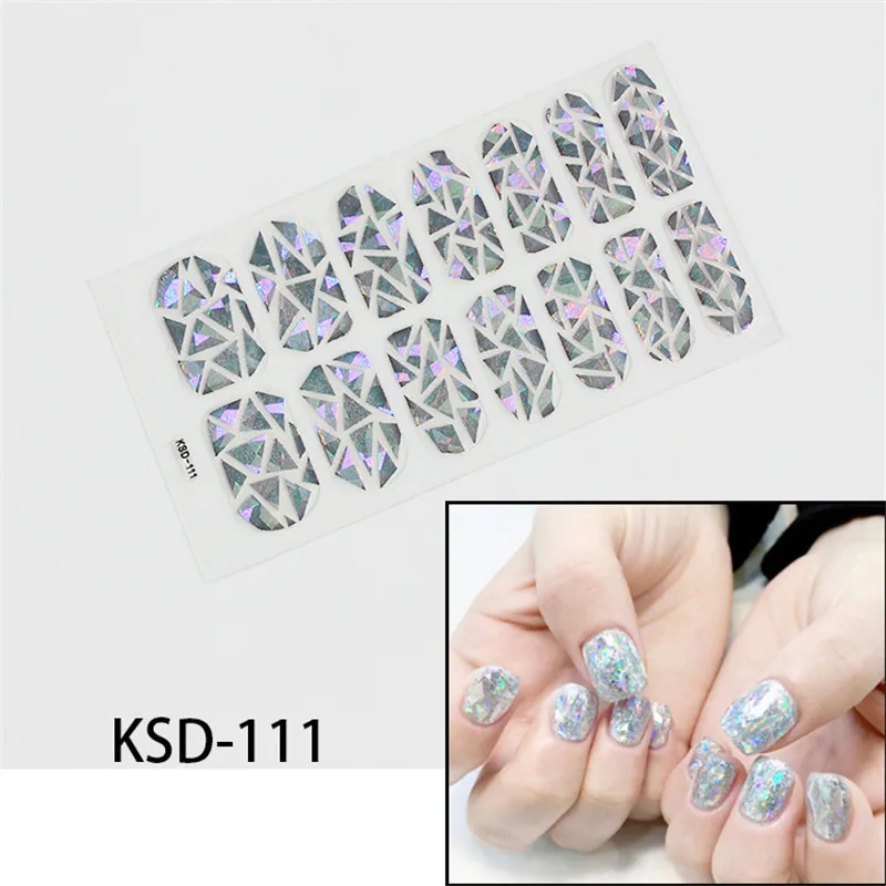 New Stickers Glitter KSD Series Irregular Sequins Nail Decals Full Cover Adhesive Nail Art Stickers Manicure for Kids Women