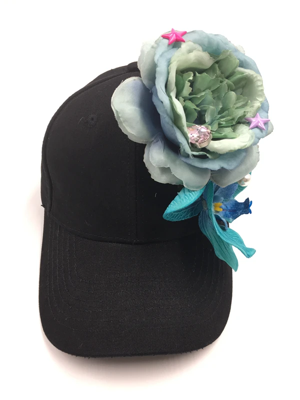 C17912 модные большие кепки с цветами Морская звезда и жемчуг шапочка с украшением эластичные хлопковые шляпы для девочек для женщин