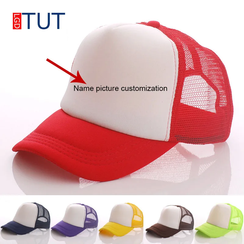 

2018Summer Solid Color Logo Printing Custom Baseball Cap Mesh Hat Men And Women Fashion Cotton Custom Hat Snapback Caps LGDTUT