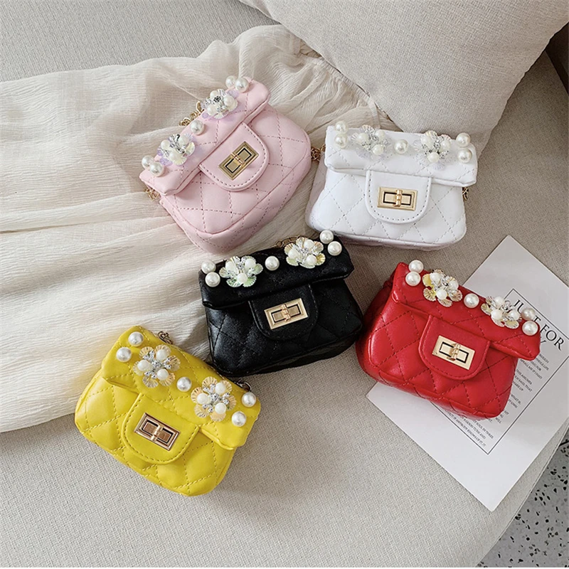 

Children's bag 2019 Summer New shoulder bag cute pearl small square bag Messenger boys baby bag