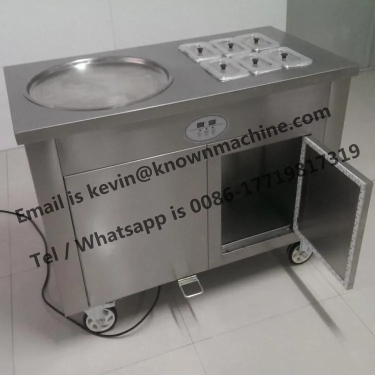 US $1.150.00 Free shipping The 45 cm single ROUND ice pan machine fried ice cream roll machine with 6 cooling tanks and one refrigerator