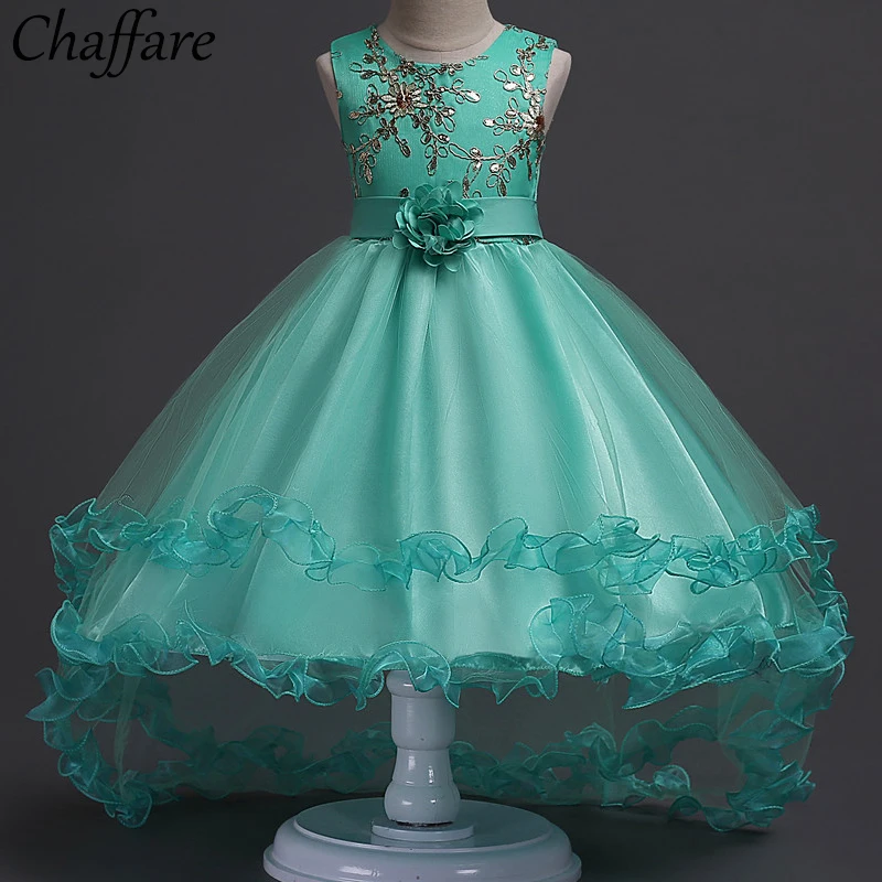 Chaffare Girls Train Dress Baby Party Dresses Sequins Flower Children