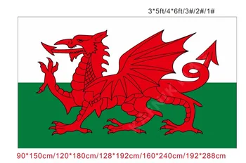 

KAFNIK,free shipping 90x150cm/128*192cm/160*240cm/192*288cm big flags Wales Flag for Indoor Outdoor Decorative