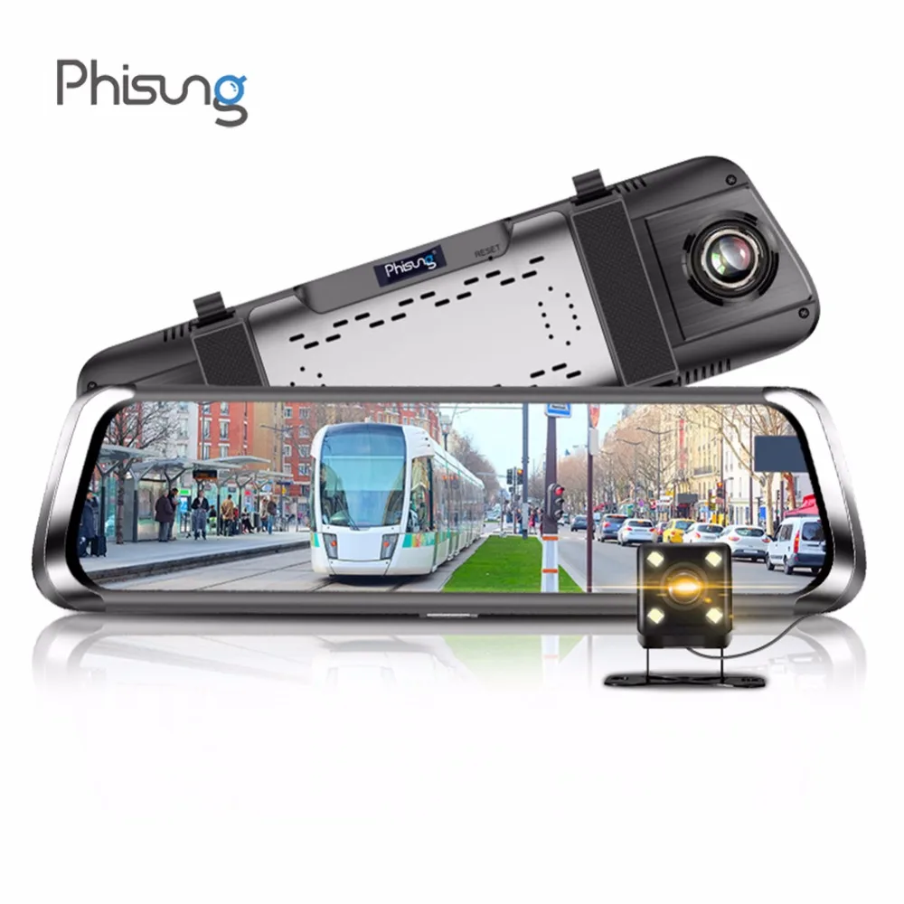 

Phisung E08 10in IPS Touch Screen Dual Lens Bluetooth WiFi 4G Android 5.1 Car Rearview Mirror DVR Camera WDR Dash Cam