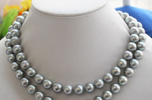 

0001336 HUGE REAL 32" 11-12mm ROUND GRAY PEARL NECKLACE