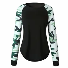 Women Autumn Yoga Sport T Shirt Camouflage Long Sleeved Quick Dry Fitness Top Female Winter Yoga T-Shirt Lady Cool Sportwear 5XL