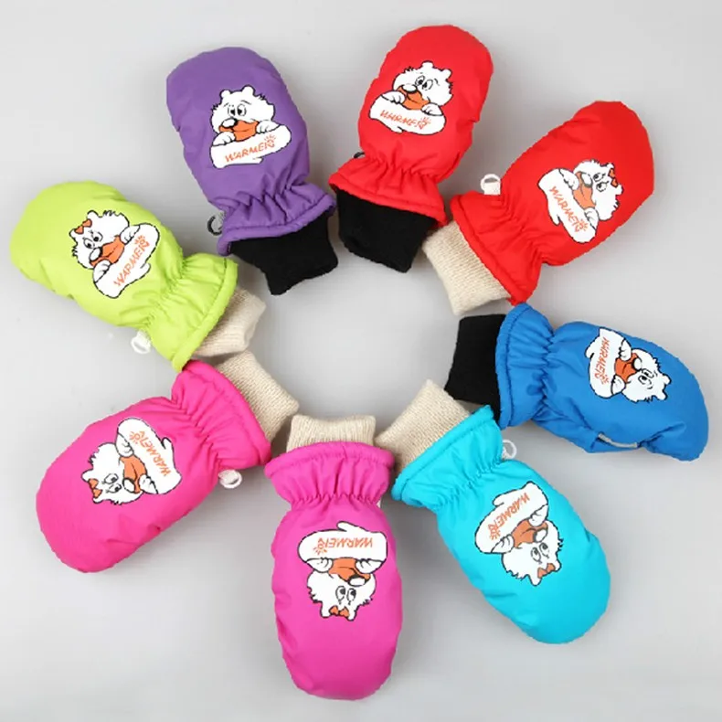 Free Shipping Winter Outdoor Hand Warming Skiing Mittens Kids Waterproof Windproof Gloves for 1-8 year-old Children Boys Girls (1)