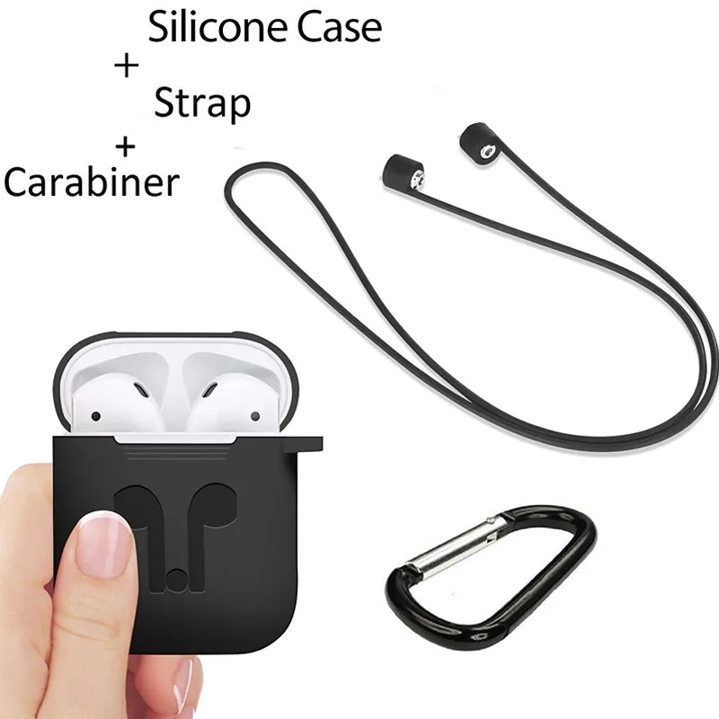 

4 In 1 For Airpod Headphones Case Silicone Earphone Cover Earcap Strap Watch Hook For Airpods Accessories Headphone Line Cover