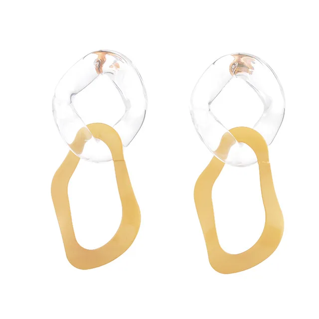 Новые простые прозрачные акриловые Висячие серьги для женщин, модные геометрические большие круглые массивные ювелирные изделия для вечеринок Za - Окраска металла: 10690