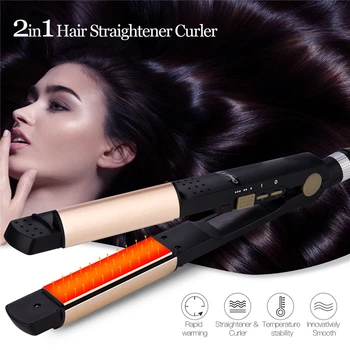 

Hair Straightener Professional Hair Iron PTC Fast Heat with 3 Adjustable Temperature Settings 2 in 1 Hair Iron 110-240V 30