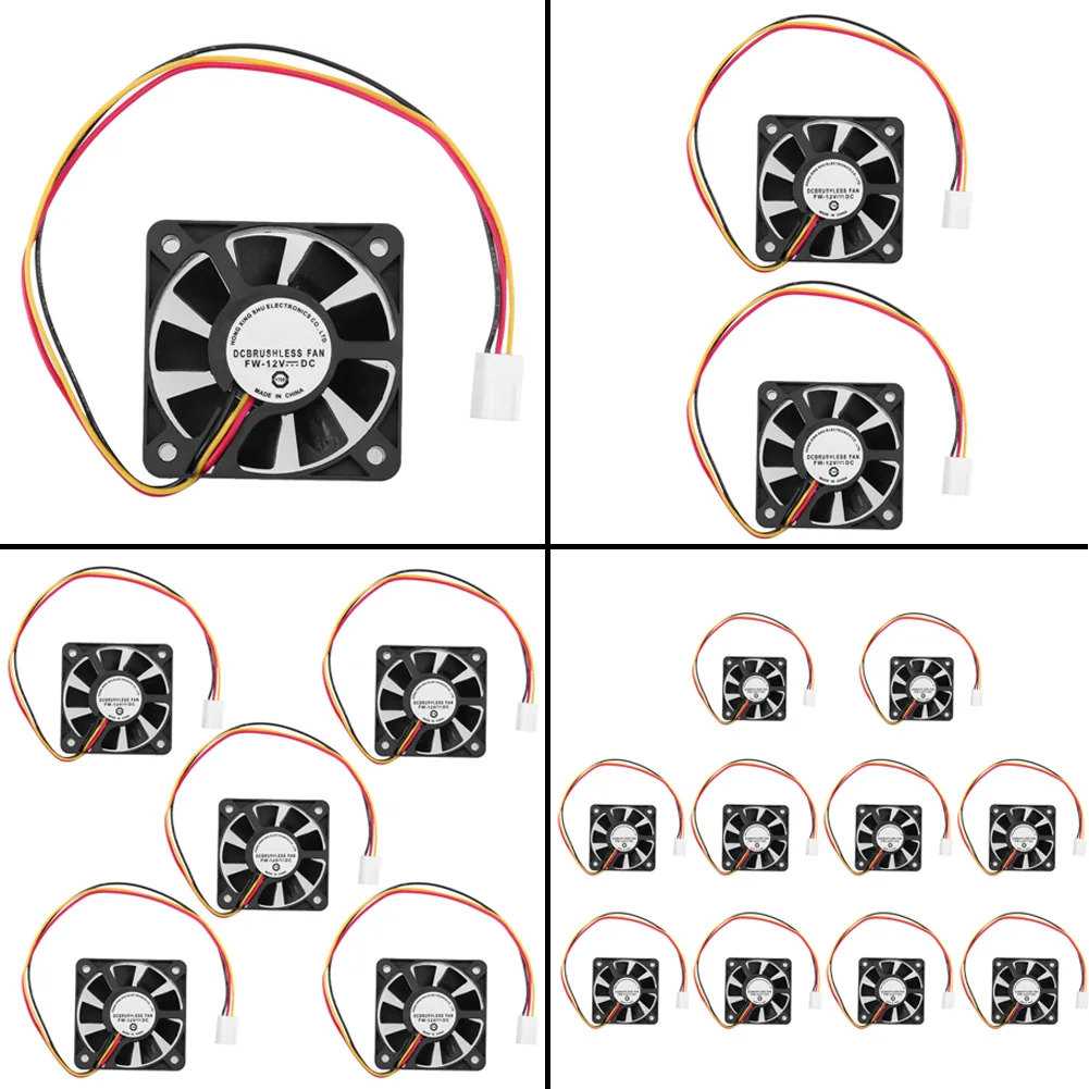 1/2/5 шт., 12V 3-контактный Процессор 5 см охлаждающий вентилятор Cooler радиаторы Радиатор 50x50x10 мм охлаждающий вентилятор для ПК компьютер