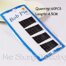 60 шт./партия Популярные Простые волнистые украшения для волос 4,5 см черная заколка для волос, папка для слов, заколка для волос, аксессуары для волос, головные уборы, круглые наконечники