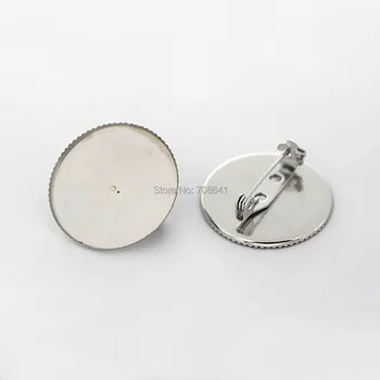 

25mm Blank Stainless Steel Brooches Pins Settings Round Bezel Brooch Bases Glass Cameo Cabochons DIY Jewelry Findings